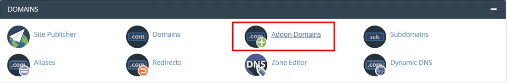 Chọn Addon domains khi truy cập vào cPanel