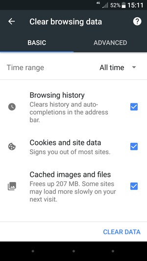 Xóa cache Google Chrome (Android)