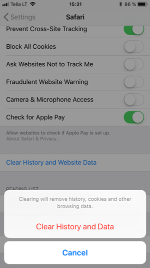 Xóa cache Safari (iOS)
