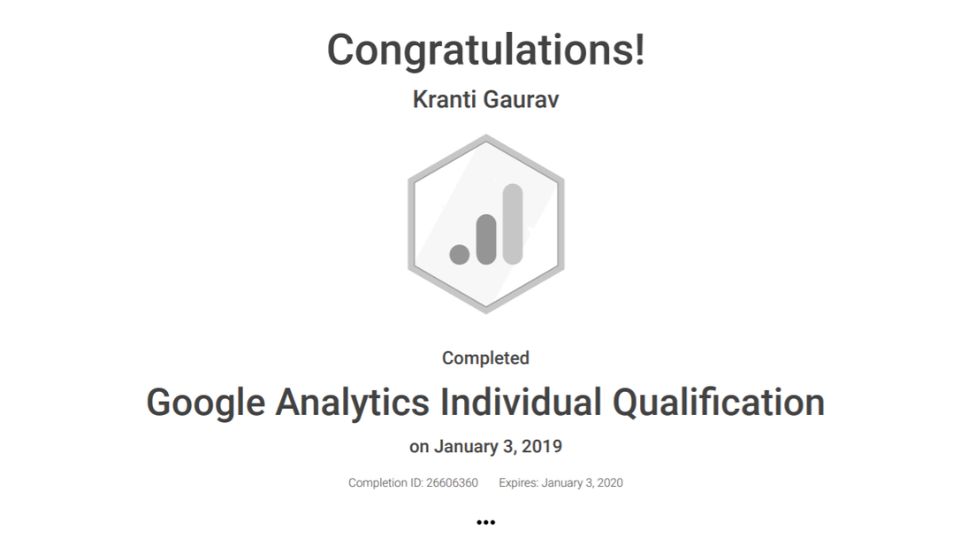 Chứng chỉ Google Analytics Individual Qualification (GAIQ)