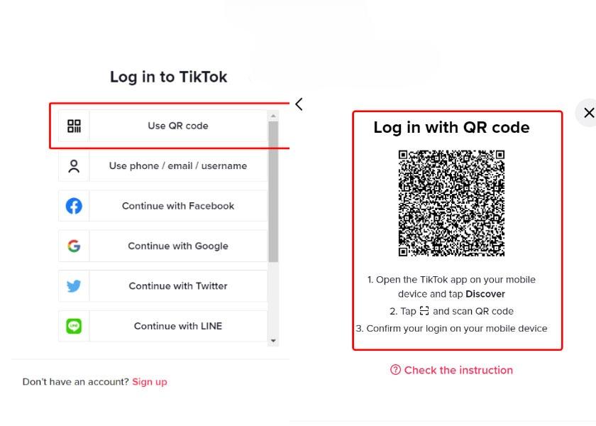 Cách đăng nhập TikTok bằng mã QR