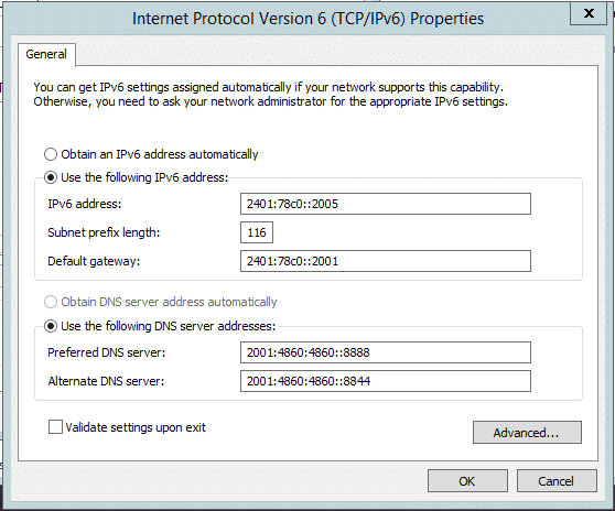 Cài đặt IPv6 Bước 4