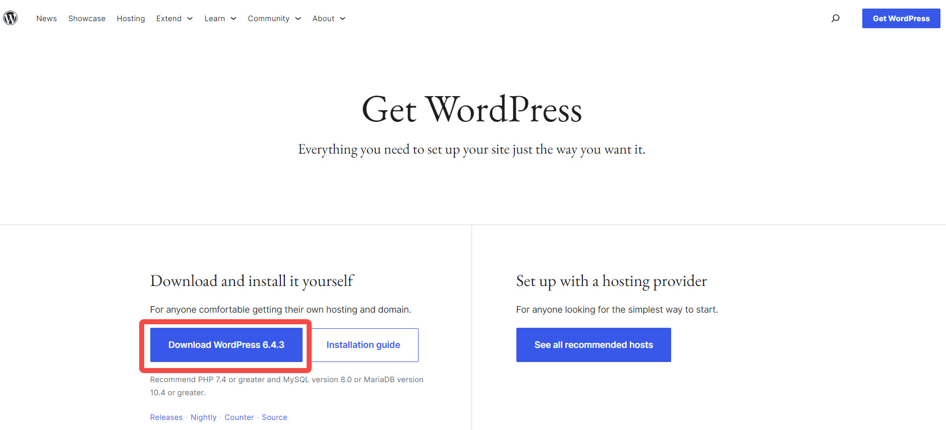 Download WordPress