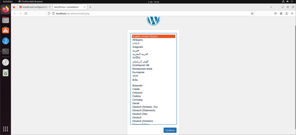 Chọn ngôn ngữ wordpress