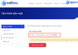 Bật xác minh 2 bước thành công