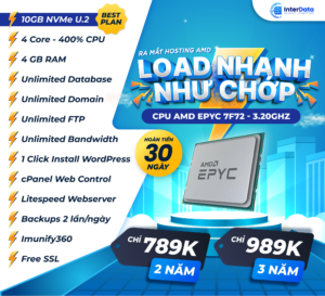InterData ra mắt AMD Hosting - Load nhanh như chớp