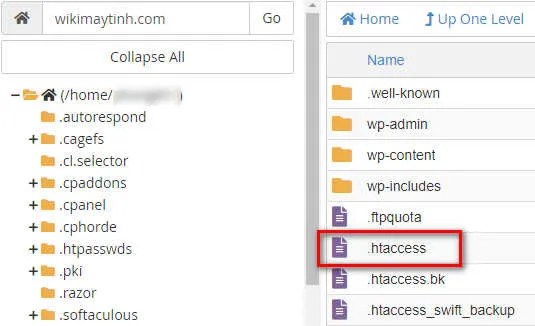 Chỉnh sửa file .htaccess