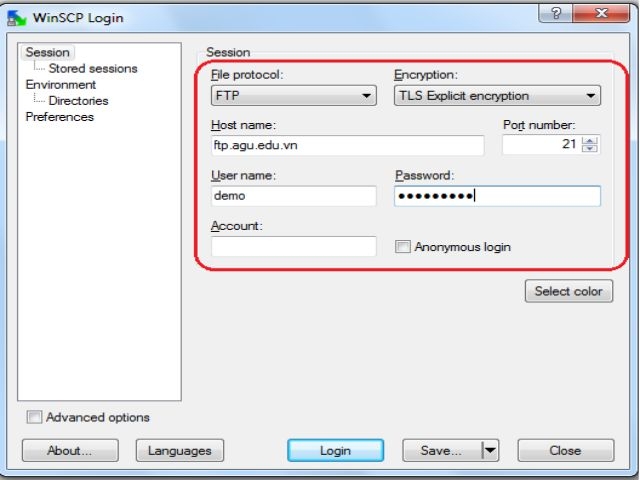 WinSCP là gì? Tính năng, Lợi ích & Cách cài/sử dụng WinSCP 5 Điền thông tin kết nối