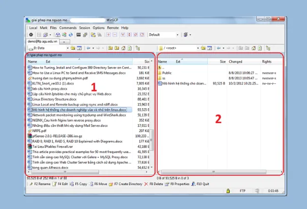 WinSCP là gì? Tính năng, Lợi ích & Cách cài/sử dụng WinSCP 7 Giao diện kết nối thành công