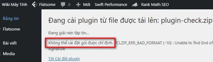 Lỗi khi tải Plugin lên WordPress