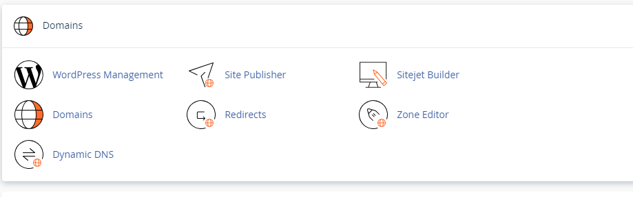 Tìm mục Domains sau đó chọn vào Domains 
