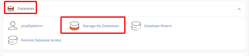 Truy cập vào phần Database của MySQL 