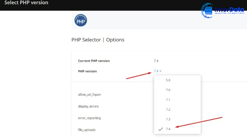 chọn phiên bản php phù hợp