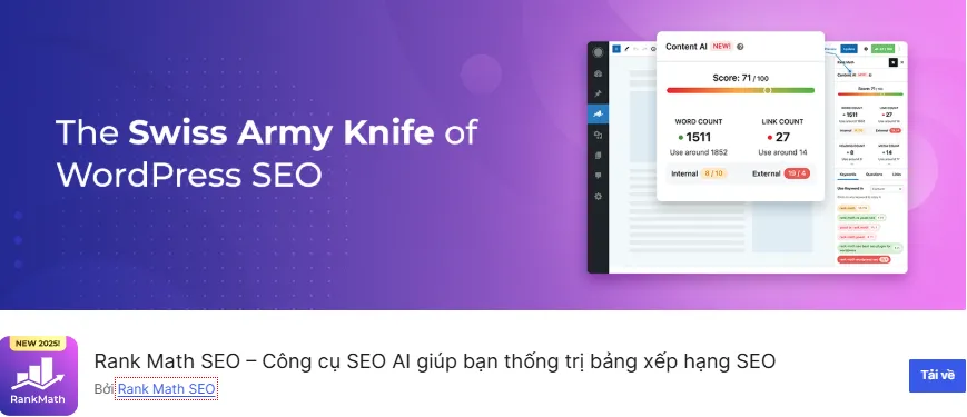 7+ Plugin Sitemap cho WordPress tăng tốc SEO, thứ hạng 4 Plugin Rank Math SEO
