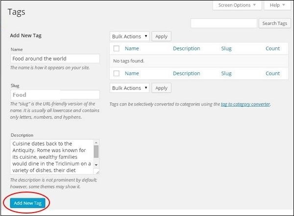 Tag là gì? Hướng dẫn cách thêm Tag trên Website WordPress 5 Điền các ô Name, Slug và Description