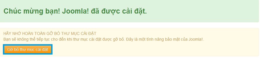cài đặt Joomla thành công