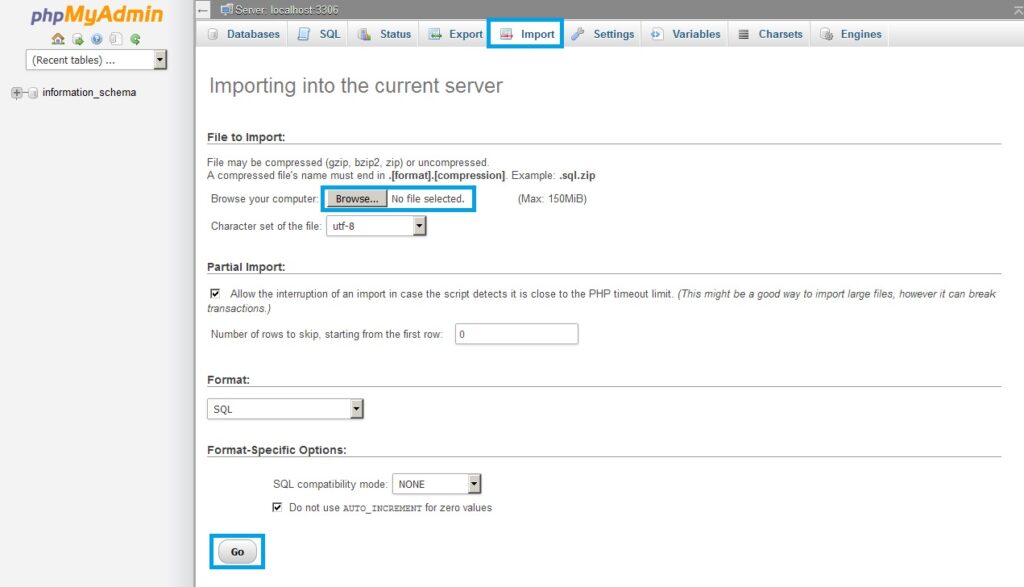 restore database với một file database