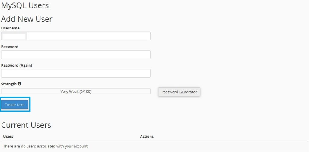 tạo user cho Database