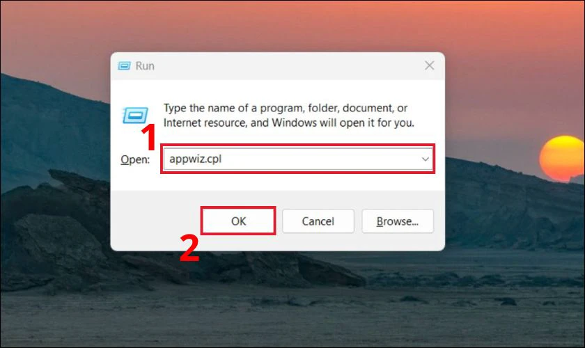 Runtime Error là gì? Nguyên nhân & Cách sửa lỗi thời gian chạy 3 Nhấn Window + R, nhập appwiz.cpl và nhấn OK