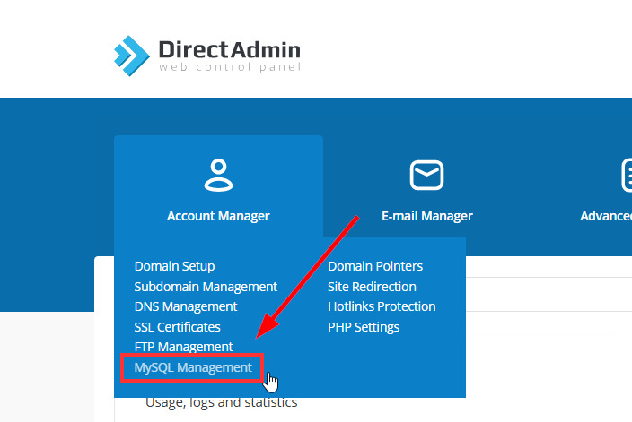 4 Bước Tạo Database trên DirectAdmin nhanh, chi tiết, dễ làm 5 Tìm công cụ MySQL Management