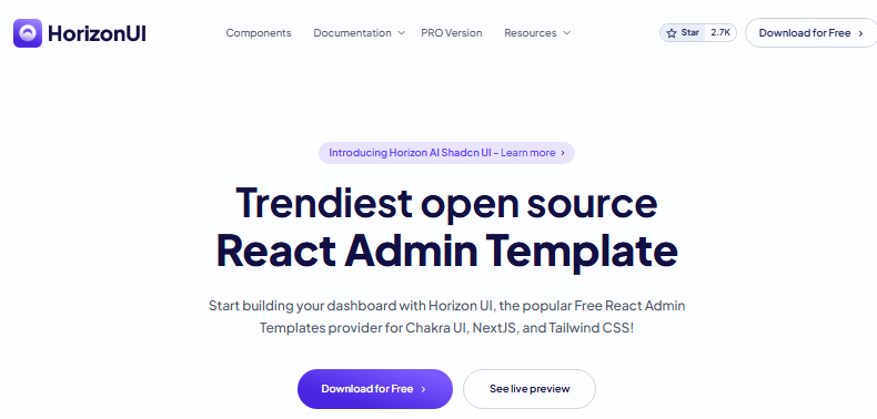 11+ Trang Web Tải Mẫu Next.js Miễn Phí & Tốt Nhất 2025 7 Trang web Horizon UI
