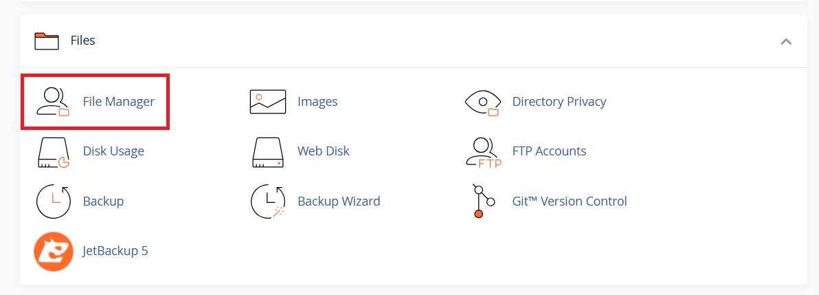 Tìm mục File Manager
