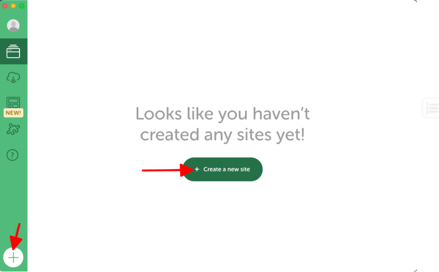 Dùng Create a new site hoặc dấu +