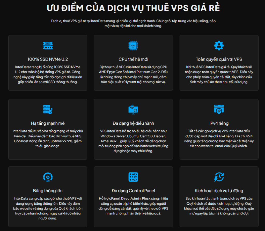 VPS bị lag? 10+ Nguyên nhân & 13+ Cách khắc phục VPS chậm, giật 8 Lợi ích khi thuê VPS giá rẻ - InterData