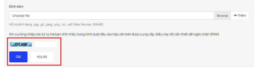 Nhập mã Captcha