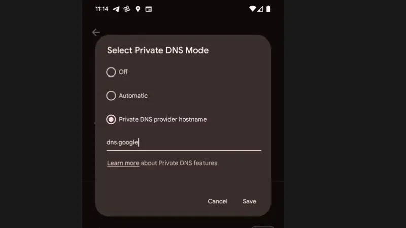 Bạn chọn Private DNS provides hostname