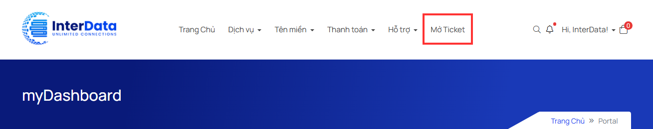 Chọn mở Ticket