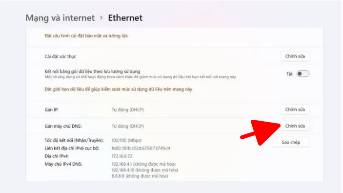 Edit bên cạnh server DNS