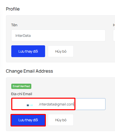 Thay đổi Email đăng nhập