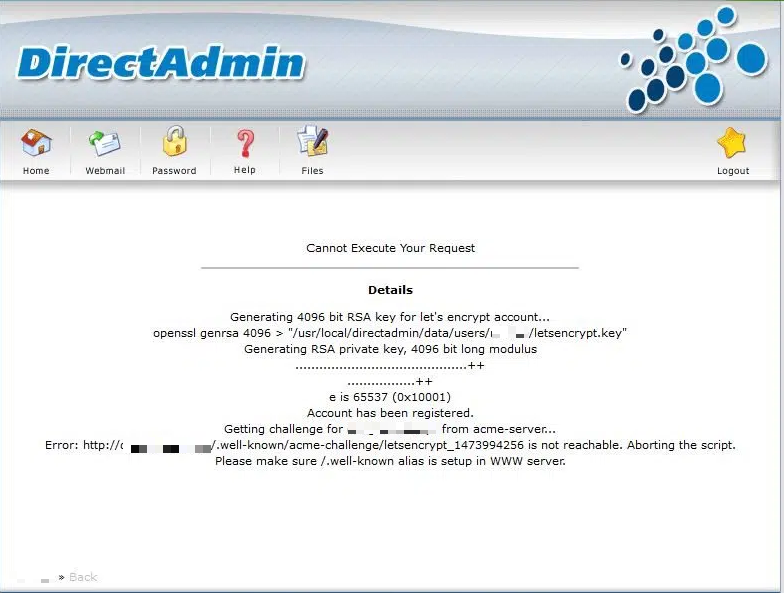 Nếu domain chưa trỏ về đúng IP hosting sẽ báo lỗi