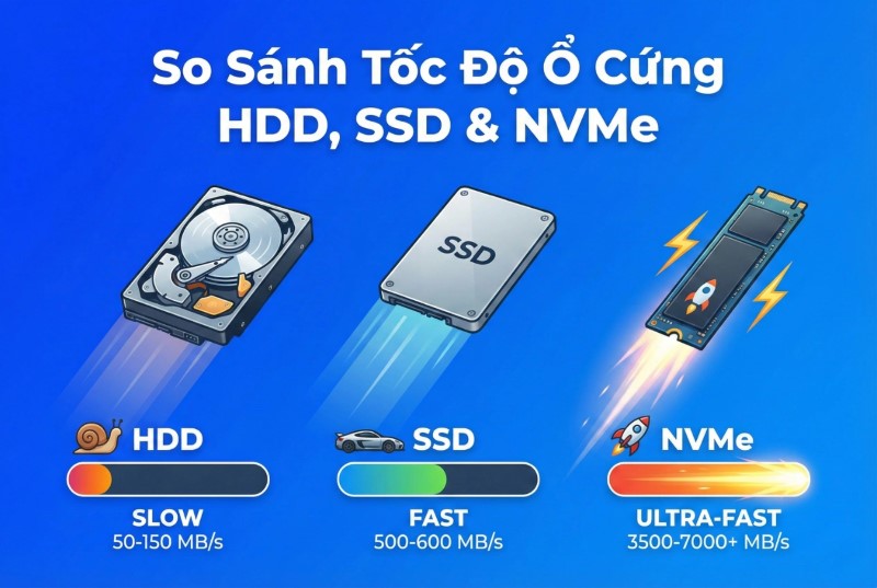 Ổ cứng HDD, SSD và NMVe
