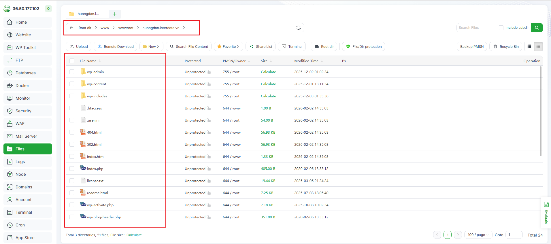 Hướng dẫn cài đặt WordPress trên aaPanel: One-Click Deploy 9 Paste mã nguồn WordPress vào thư mục gốc trên aaPanel