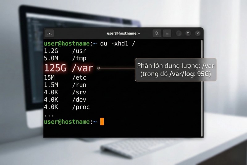 Cách Xử Lý Lỗi VPS Bị Full Disk Đơn Giản, Nhanh Chóng (2026) 3 Tìm file lớn trong linux bằng lệnh du xhd1