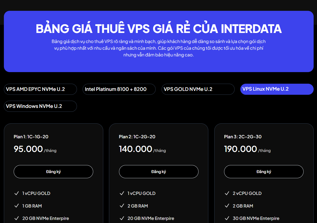 Cấu Hình VPS Chạy Laravel: Hướng Dẫn Deploy Chuẩn 2026 5 Các gói dịch vụ VPS giá rẻ tại InterData