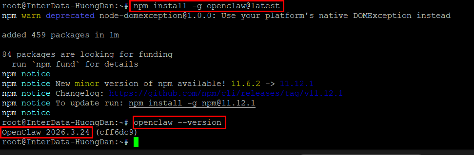Hướng dẫn Cài Đặt OpenClaw bằng npm 2 Cài đặt OpenClaw qua npm