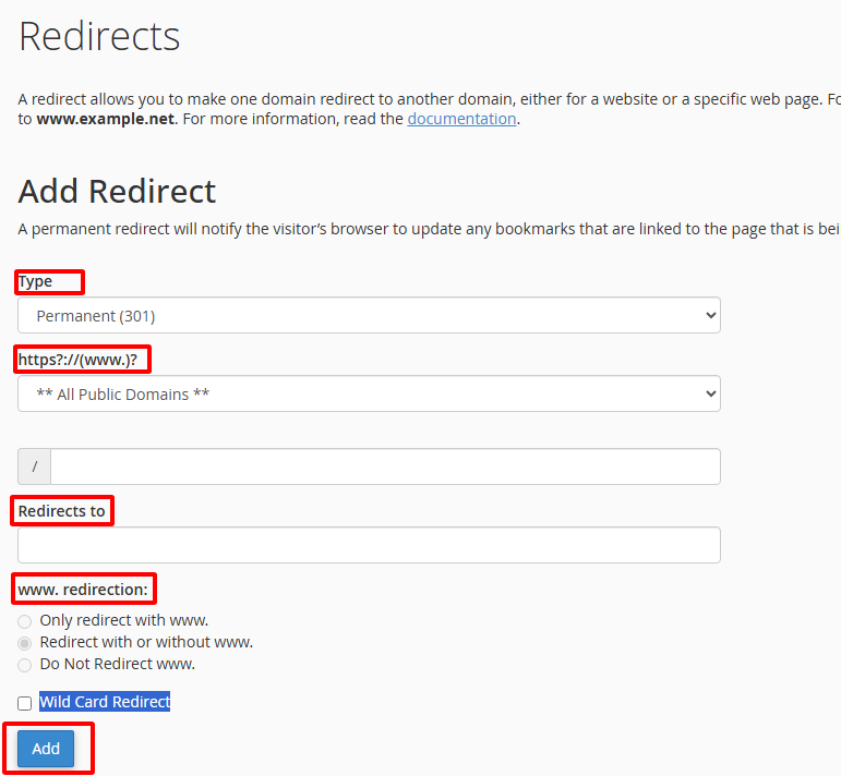 Cấu hình Redirect mới