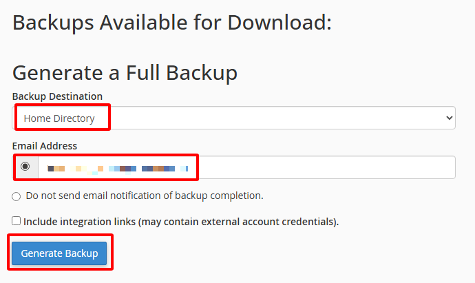 Backup Hosting cPanel: Hướng dẫn backup Hosting cPanel (Từ A-Z) 5 Chọn Generate Backup
