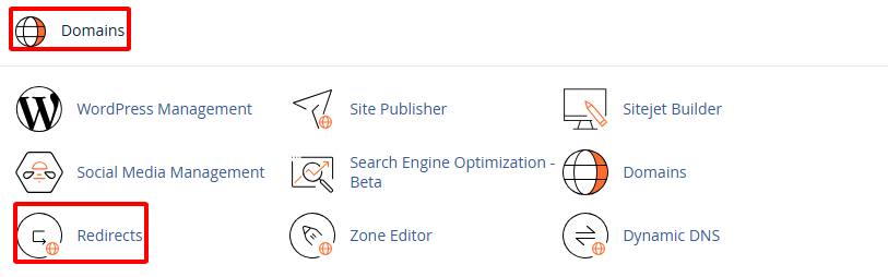 Chọn Redirects