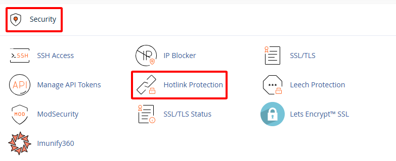 Hướng dẫn sử dụng Hotlink Protection trên cPanel Hosting từ A-Z 2 Chọn Security - Hotlink Protection
