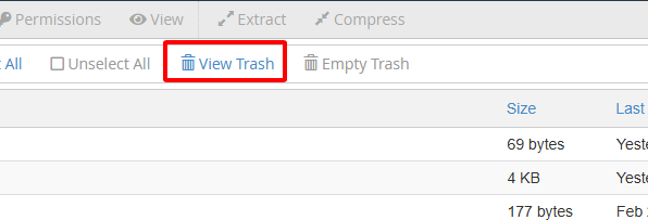 Chọn View Trash để khôi phục