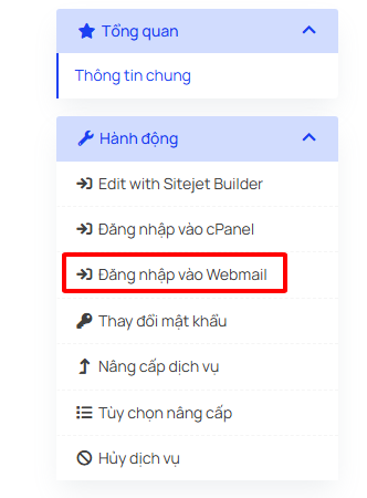 Chọn đăng nhập vào Webmail