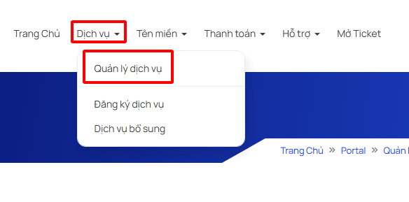 Chọn quản lý dịch vụ