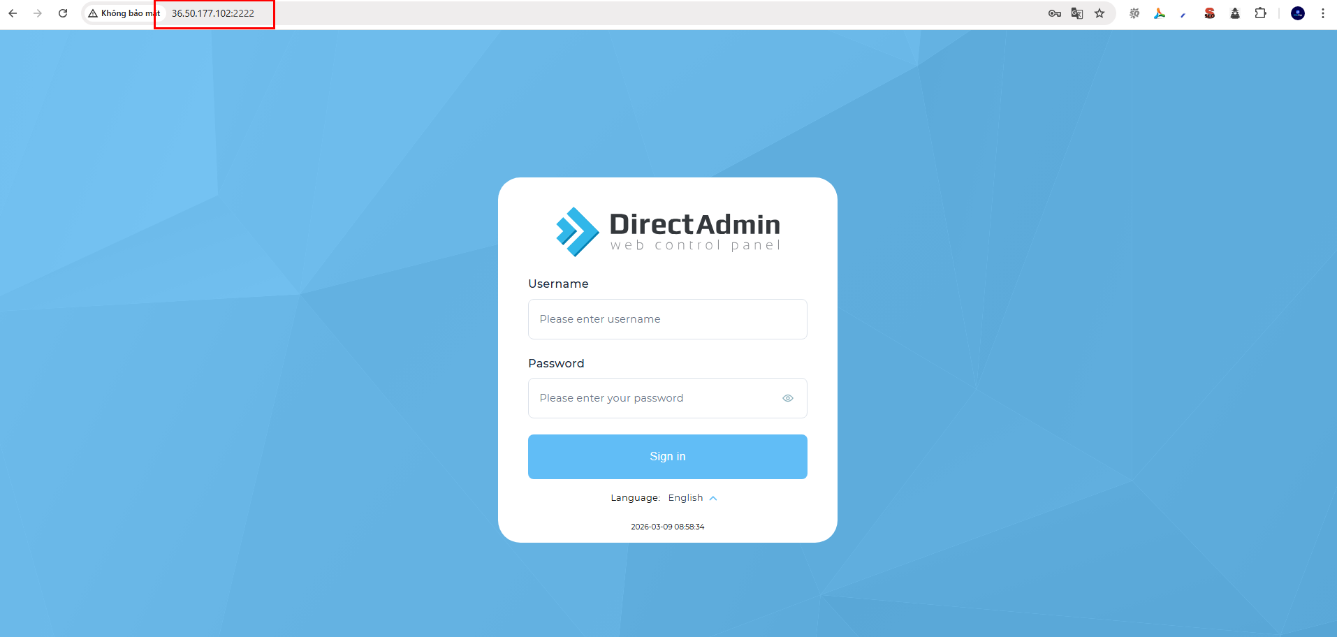 Đăng nhập DirectAdmin bằng địa chỉ IP