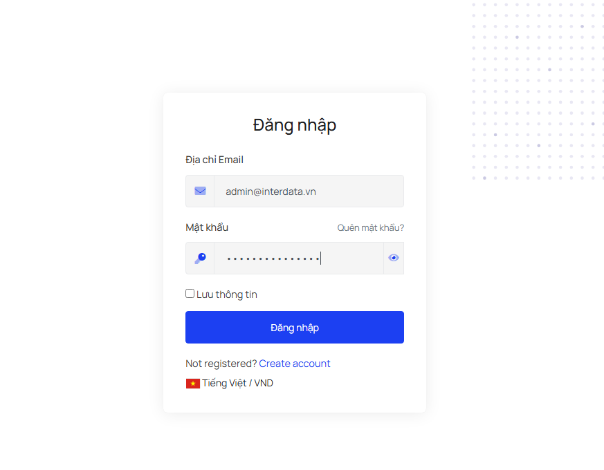 Hướng dẫn kiểm tra trạng thái VPS ON/OFF tại InterData 1 Đăng nhập trang portal InterData