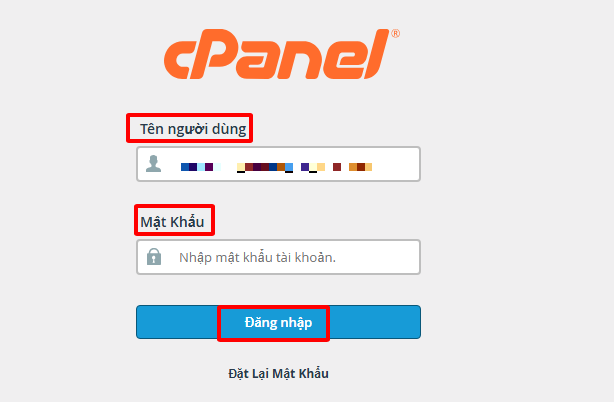 Điền thông tin đăng nhập và nhấn đăng nhập