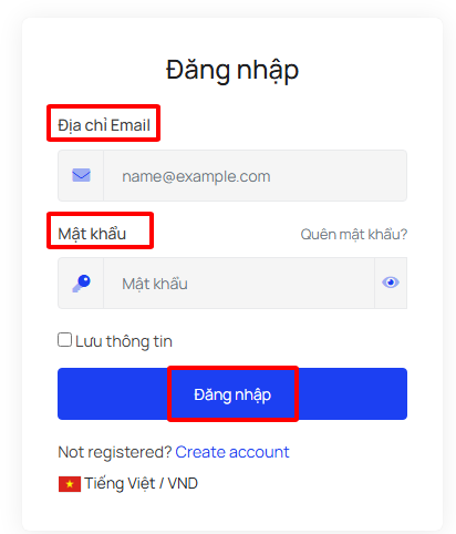 Điền thông tin đăng nhập